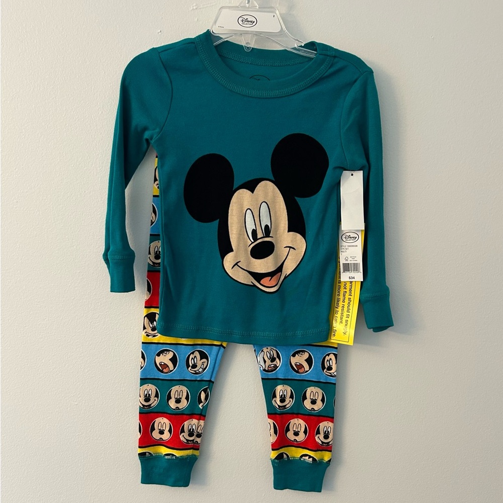 Disney Mickey Mouse Kids Pajama Set - Teal and Multicolor